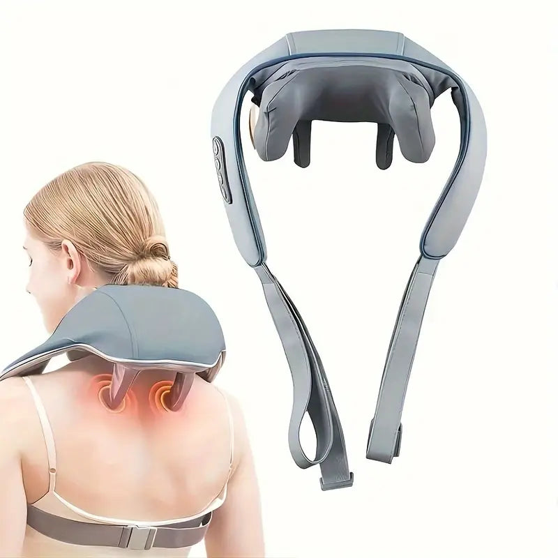 Rechargeable Neck, Shoulder & Full Body Massager with Heat | Shiatsu Deep Tissue Kneading for Pain Relief – Portable, Cordless & Hands-Free