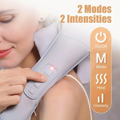 Rechargeable Neck, Shoulder & Full Body Massager with Heat | Shiatsu Deep Tissue Kneading for Pain Relief – Portable, Cordless & Hands-Free