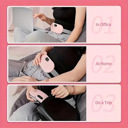 Rechargeable Heating Waist Belt for Period Pain & Body Pain Relief | Smart Warm Palace Belt with Heat & Vibration | Full Body Relaxation Heat Pad for Women