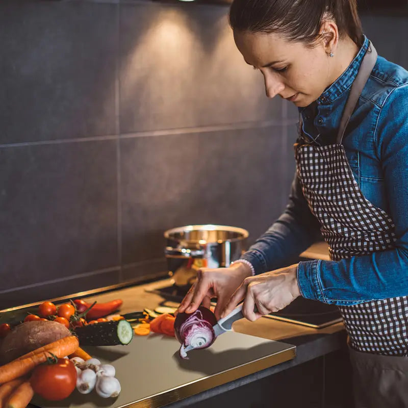 Premium Stainless Steel Anti-Bacterial Chopping Board | Rust-Resistant & Hygienic Cutting Surface | Heavy-Duty Kitchen Board with Bent Edge