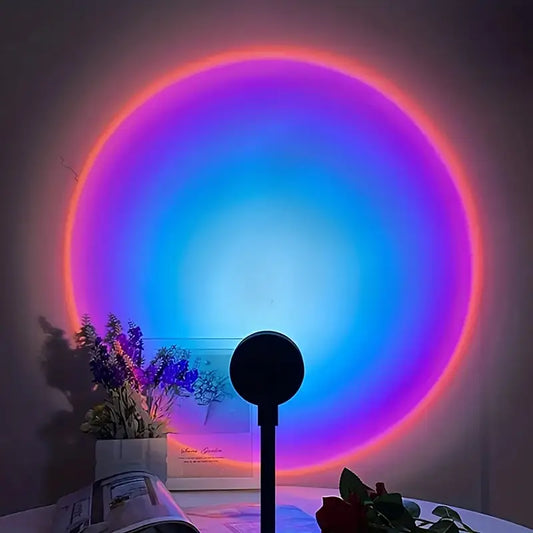 4 Colors Sunset Lamp | LED Projection Night Light with 360° Rotation & Adjustable Height | Sunset/Sunlight/Sunset-Red/Rainbow | USB Powered Room Decor Light for Photography, Bedroom, Gifts