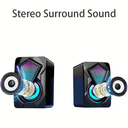 RGB Desktop Speakers – Plug & Play USB Powered Wired PC Speakers with Colorful Breathing Light