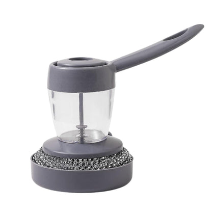 Handheld Soap Dispenser Scrub Brush with Handle | 2-in-1 Dishwashing & Kitchen Cleaning Tool for Sink, Pots, Pans & Non-Stick Cookware