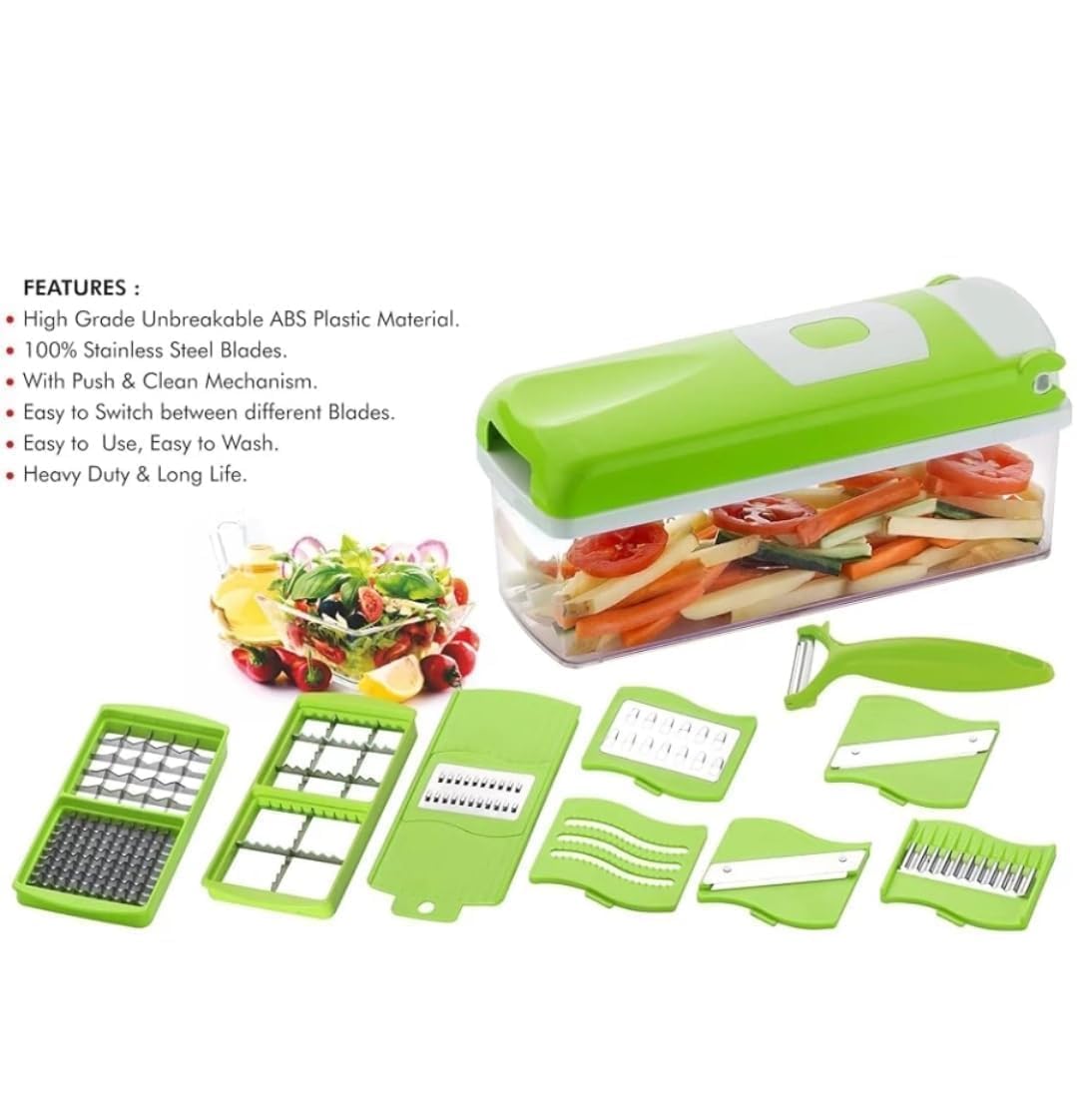 SliceMate 14-in-1 Jumbo Vegetable Cutter & Slicer | Manual Grater, Dicer, Chopper, Peeler – Multipurpose Kitchen Tool