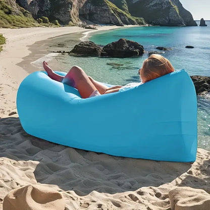 Camping Inflatable Lounger Sofa – Lightweight, Durable, Easy 10-Second Inflation | Portable Air Sofa with Headrest Support | Indoor & Outdoor Relaxation