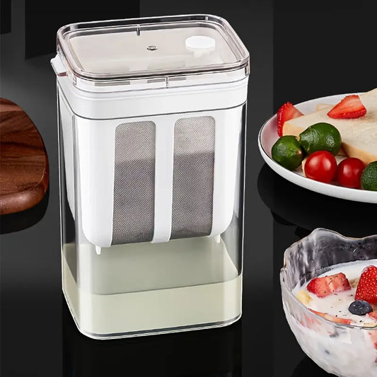 2-in-1 Yogurt Strainer with Storage Container (1100 ml) | Stainless Steel Mesh & Food-Grade Plastic | For Hung Curd, Greek Yogurt, Cheese & More