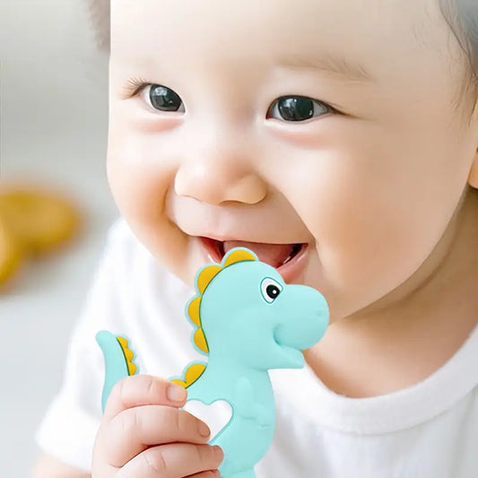 DinoBite Soft Grip Silicone Baby Teether – BPA-Free, Soothing for 6–12 Months