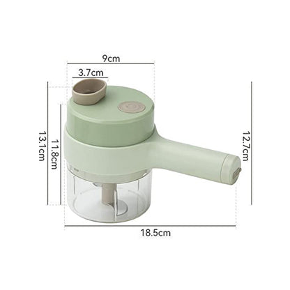 4-in-1 Electric Vegetable Cutter & Chopper Set | Handheld Multifunction Food Slicer, Garlic Masher, Fruit & Veg Chopper with One-Touch Cleaning