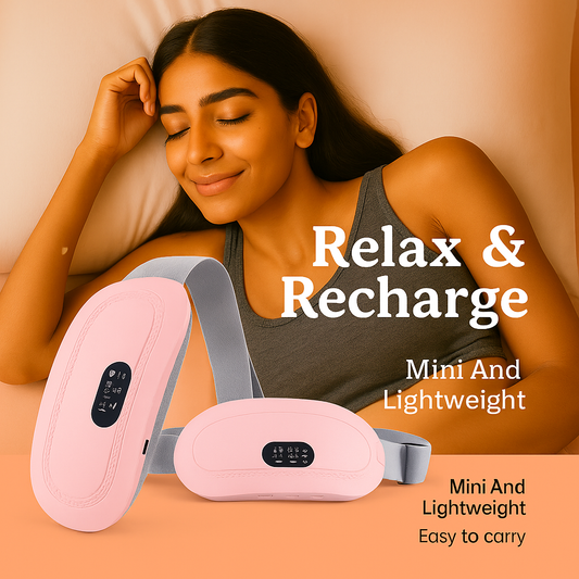 Rechargeable Heating Waist Belt for Period Pain & Body Pain Relief | Smart Warm Palace Belt with Heat & Vibration | Full Body Relaxation Heat Pad for Women