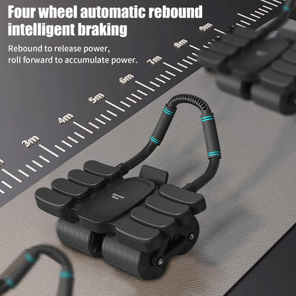 Automatic Rebound Abdominal Wheel with Elbow Support & 4 Silent Rollers – Core Strength Trainer for Plank & Ab Workouts – Heavy-Duty Fitness Equipment