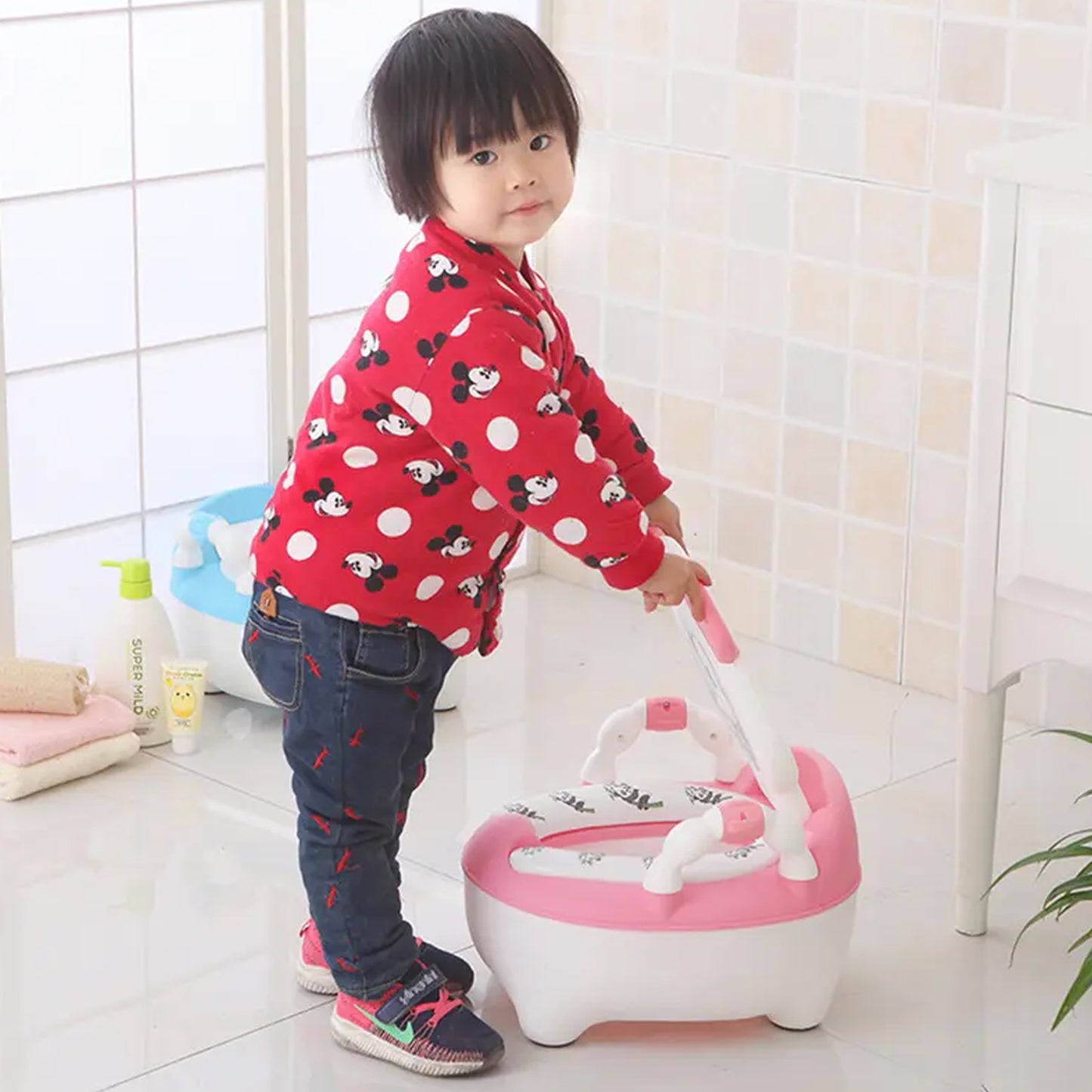 Baby Portable Toilet Potty Training Seat for Toddler Boys & Girls – 3-in-1 Travel & Home Potty Chair with Removable Bowl, Splash Guard & Non-Slip Base | Suitable for 1+ Years