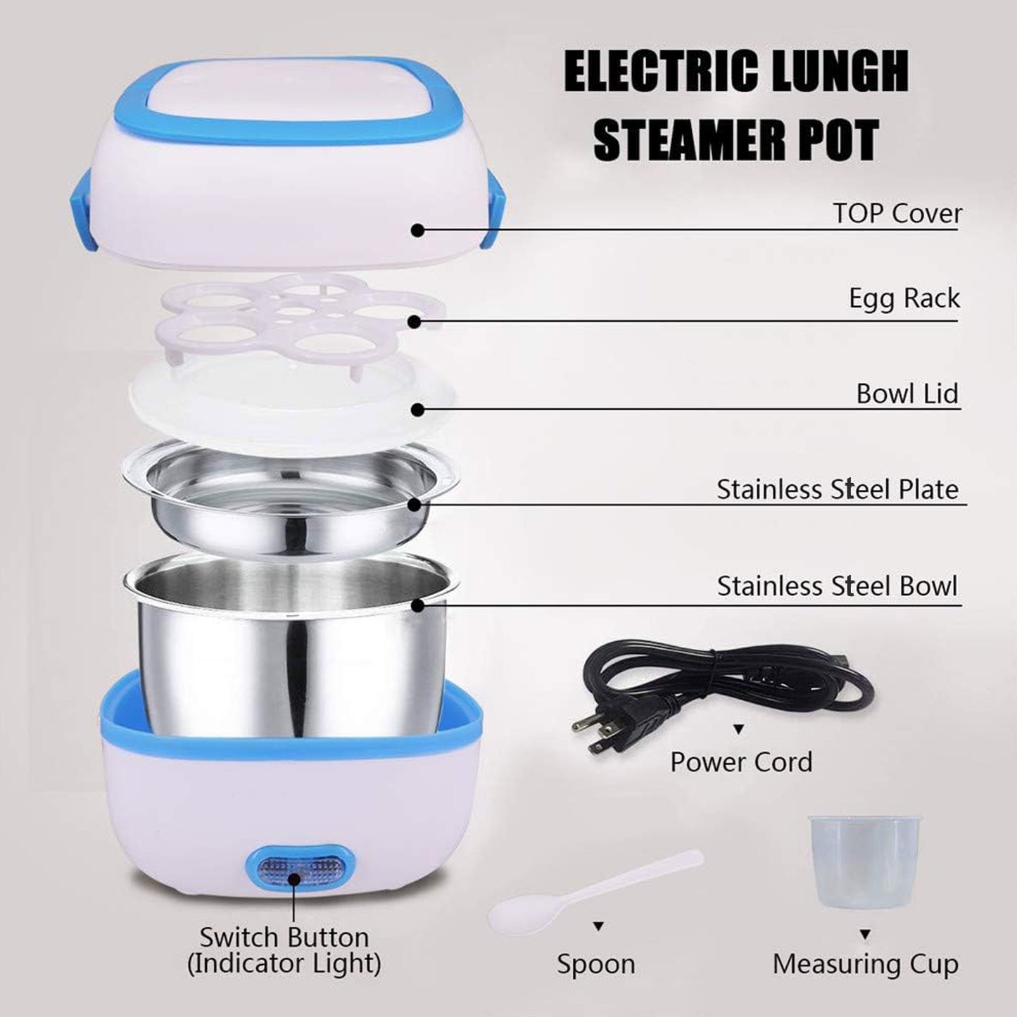 Electric Lunch Box 220V | Portable Food Warmer with Stainless Steel Container | Fast Heating | For Office, Home, Car & Truck