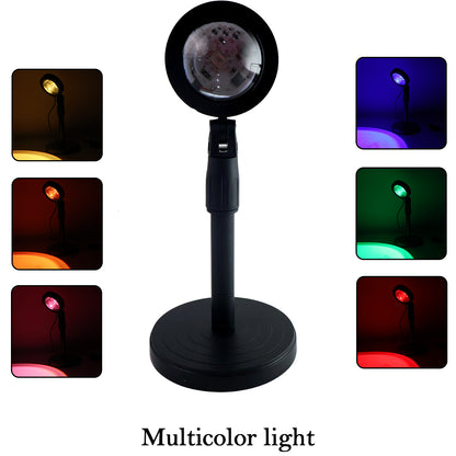 4 Colors Sunset Lamp | LED Projection Night Light with 360° Rotation & Adjustable Height | Sunset/Sunlight/Sunset-Red/Rainbow | USB Powered Room Decor Light for Photography, Bedroom, Gifts