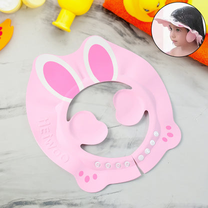 BunnySplash Adjustable Baby Shower Cap – Soft, Tear-Free Hat with Ear & Eye Protection | Cute Bunny Ear Design for Bathing, Haircuts & Sunshade