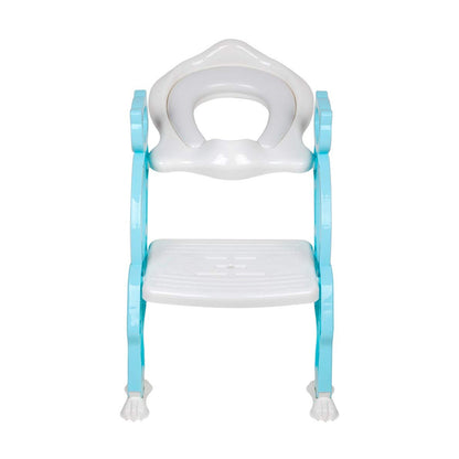 2-in-1 Potty Training Toilet Seat with Step Stool Ladder – Foldable Toddler Toilet Chair with Soft Cushion, Non-Slip Wide Step & Safety Handrails