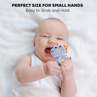 DinoBite Soft Grip Silicone Baby Teether – BPA-Free, Soothing for 6–12 Months