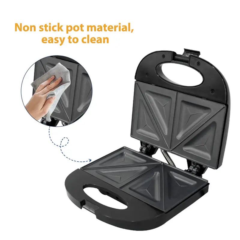 Non-Stick Sandwich Maker with Indicator Lights | Easy-to-Use & Easy-to-Clean | Cool-Touch Handle | Low-Fat Cooking