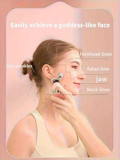 Microcurrent Facial Device – 360° Face Massager Roller for Wrinkle Reduction, Skin Tightening & Lifting | Face Sculpting Tool for Women & Men – EMS Technology