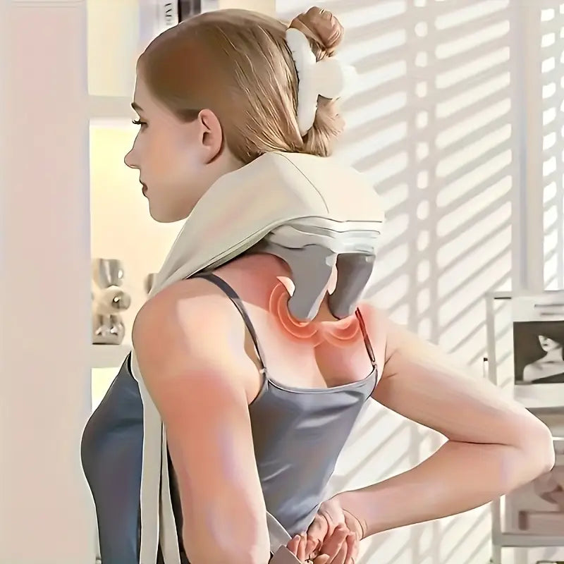 Rechargeable Neck, Shoulder & Full Body Massager with Heat | Shiatsu Deep Tissue Kneading for Pain Relief – Portable, Cordless & Hands-Free