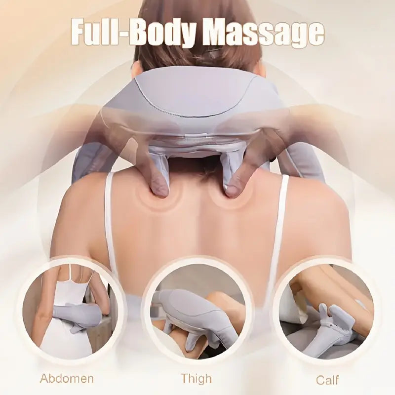 Rechargeable Neck, Shoulder & Full Body Massager with Heat | Shiatsu Deep Tissue Kneading for Pain Relief – Portable, Cordless & Hands-Free