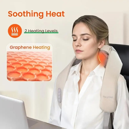 Rechargeable Neck, Shoulder & Full Body Massager with Heat | Shiatsu Deep Tissue Kneading for Pain Relief – Portable, Cordless & Hands-Free