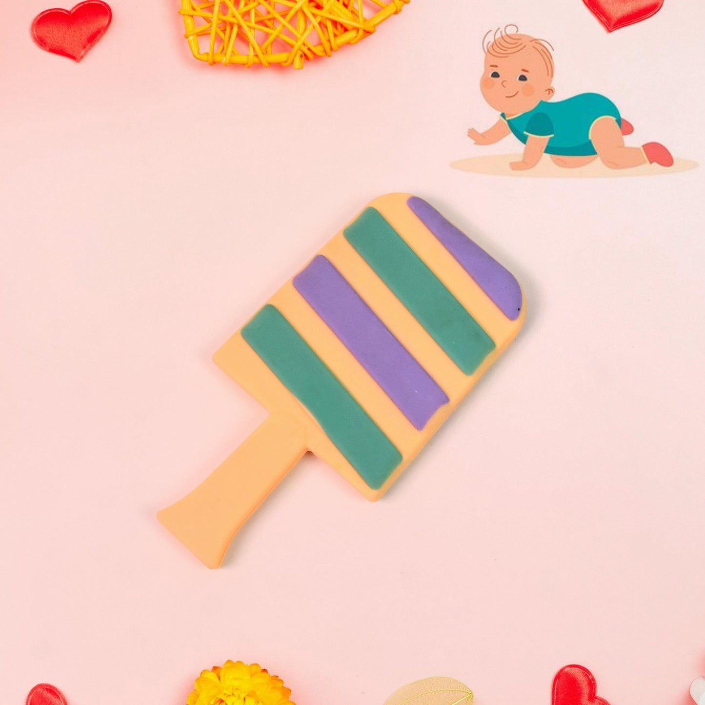 CandyGrip Silicone Teether for Babies – BPA-Free, Easy-to-Hold Chew Toy (6–12 Months)