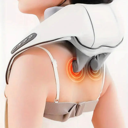 Rechargeable Neck, Shoulder & Full Body Massager with Heat | Shiatsu Deep Tissue Kneading for Pain Relief – Portable, Cordless & Hands-Free