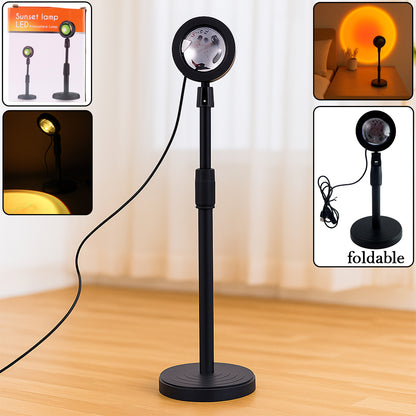 4 Colors Sunset Lamp | LED Projection Night Light with 360° Rotation & Adjustable Height | Sunset/Sunlight/Sunset-Red/Rainbow | USB Powered Room Decor Light for Photography, Bedroom, Gifts